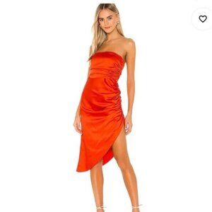 Lovers + Friends bright red orange strapless dress size Small